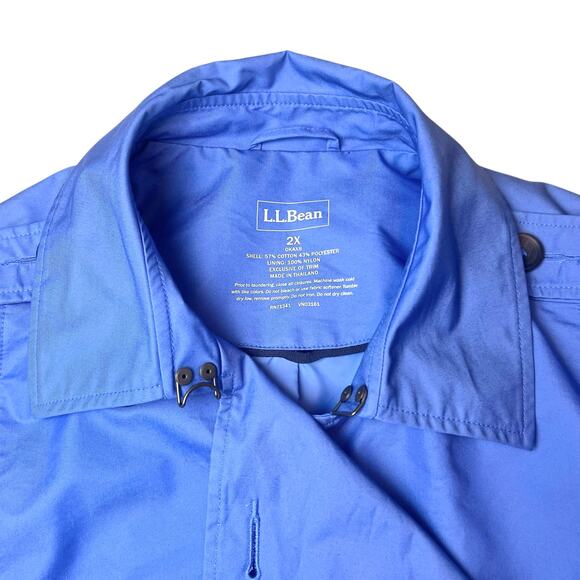 L.L. Bean Women's Double Breasted Long Trench Coat Periwinkle Blue Size 2X - Picture 3 of 9